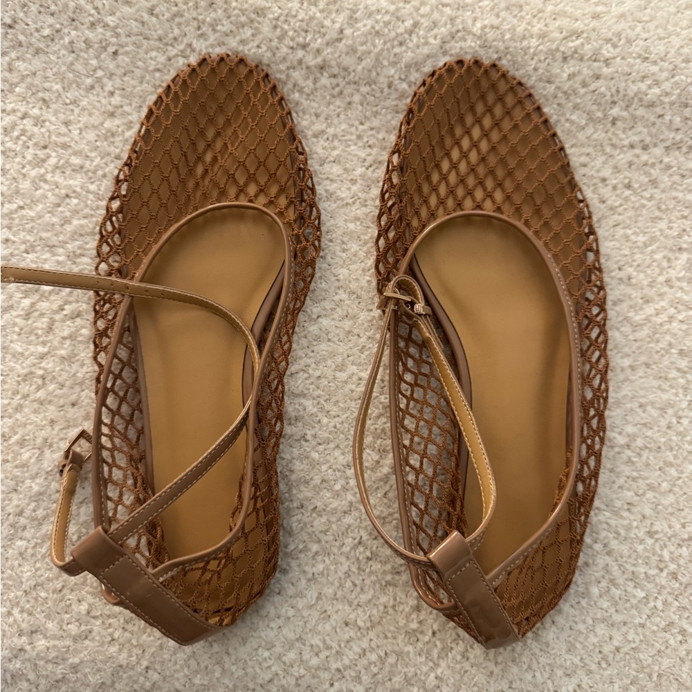 Brown Mesh Women's Flats